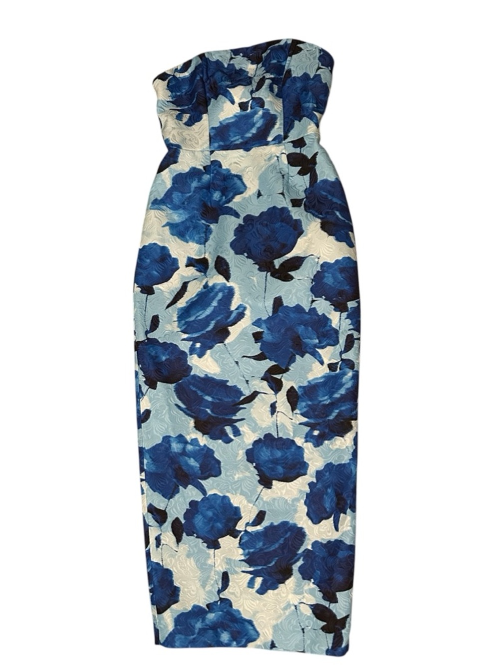 Milly Blue Floral Strapless Sheath Dress